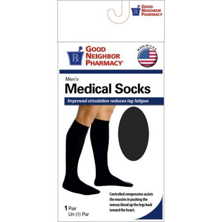 GNP Men's Knee High Socks 8-15MM Medium Black, 1 Pair
